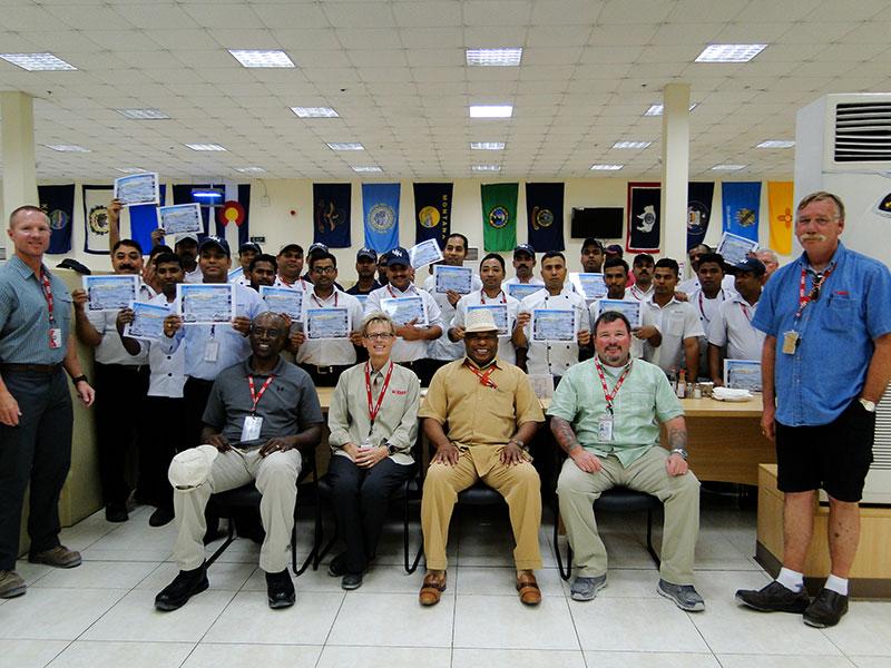 ISA galley team receiving certificates of appreciation