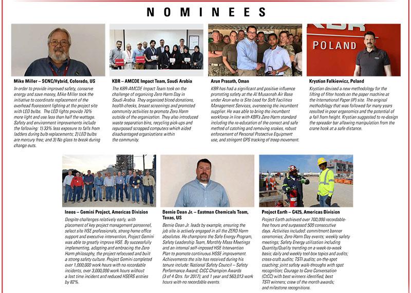 KBR CEO Award of HSSE Excellence Nominees