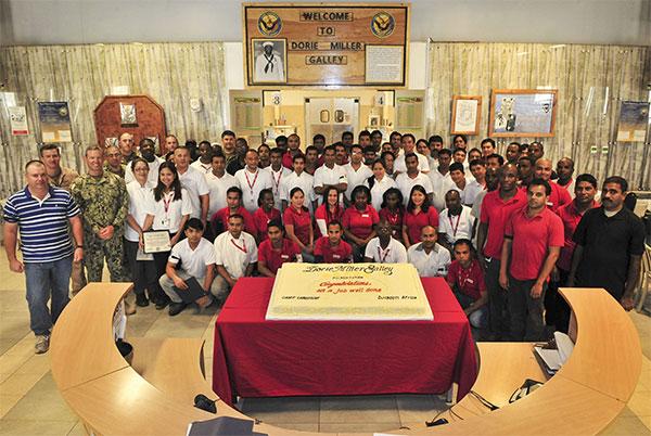 KBR Employees at Camp Lemonnier celebrate the galleys 5 Star accreditation the premier level of distinction from the US Navy